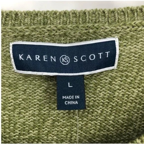 Karen Scott Green Cable Knit Sweater NWT Sz Large - Picture 7 of 9